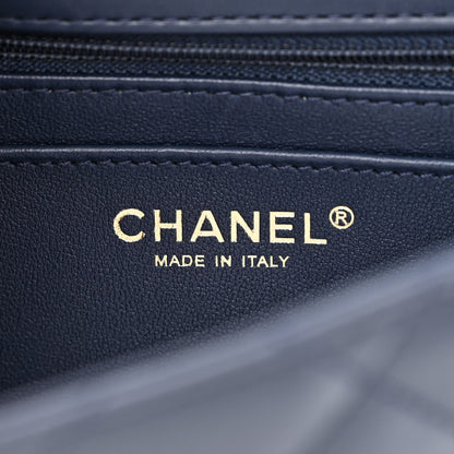 Chanel Lambskin Metal Quilted Twist Top Handle Flap With Chain Blue 6 of 11