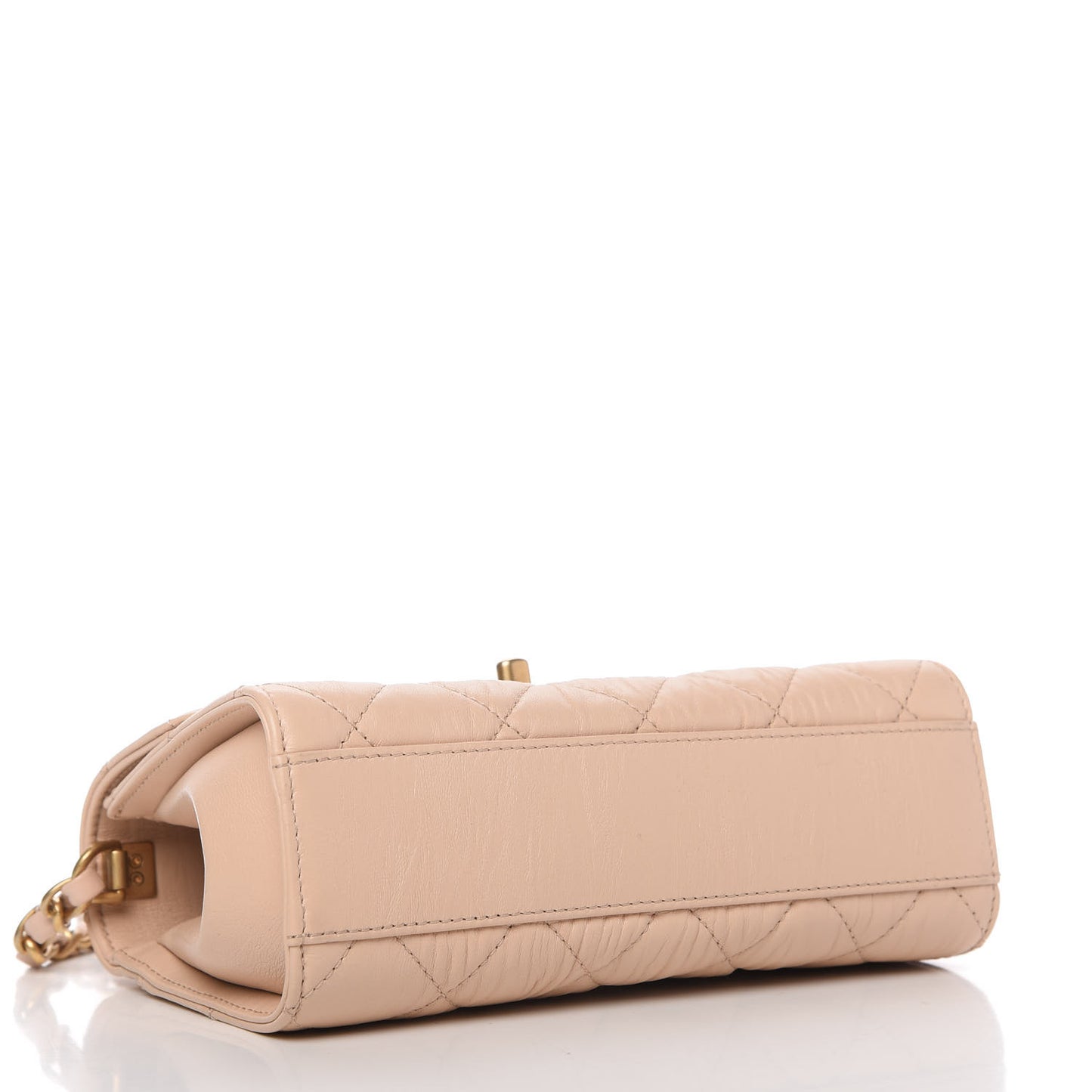 Crumpled Lambskin Quilted Mini CC Links Top Handle Flap Beige