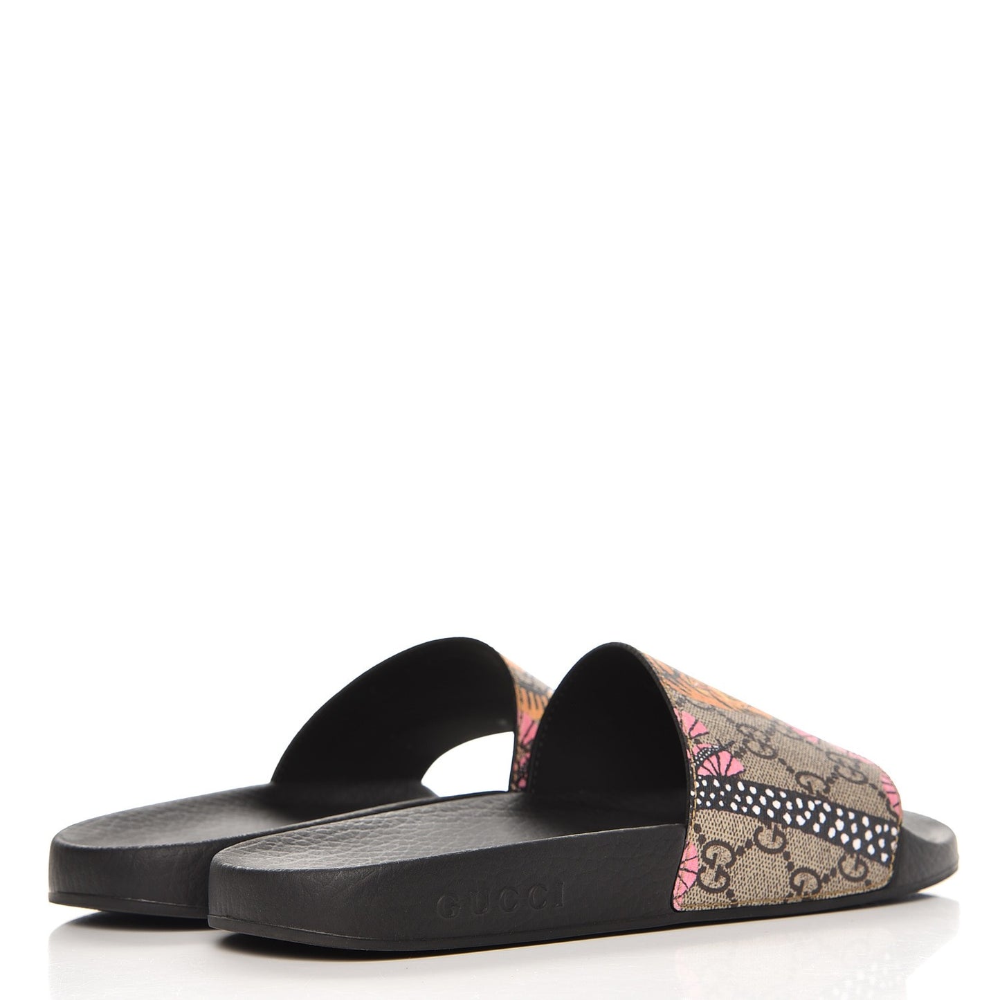 GG Supreme Monogram Bengal Slide Sandals 39 Beige Pink