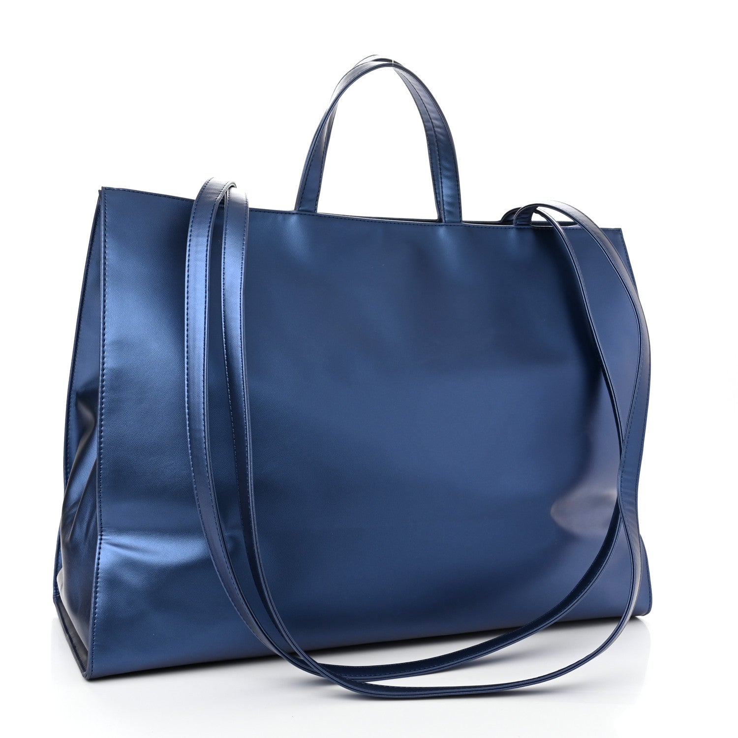 Telfar Metallic Vegan Leather Large Shopping Bag Cobalt 3 of 11