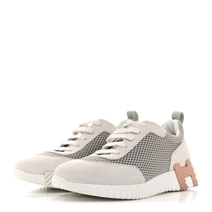 Hermes Air Mesh Suede Goatskin Bouncing Sneakers 38.5 Gris Lulea White 4 of 11