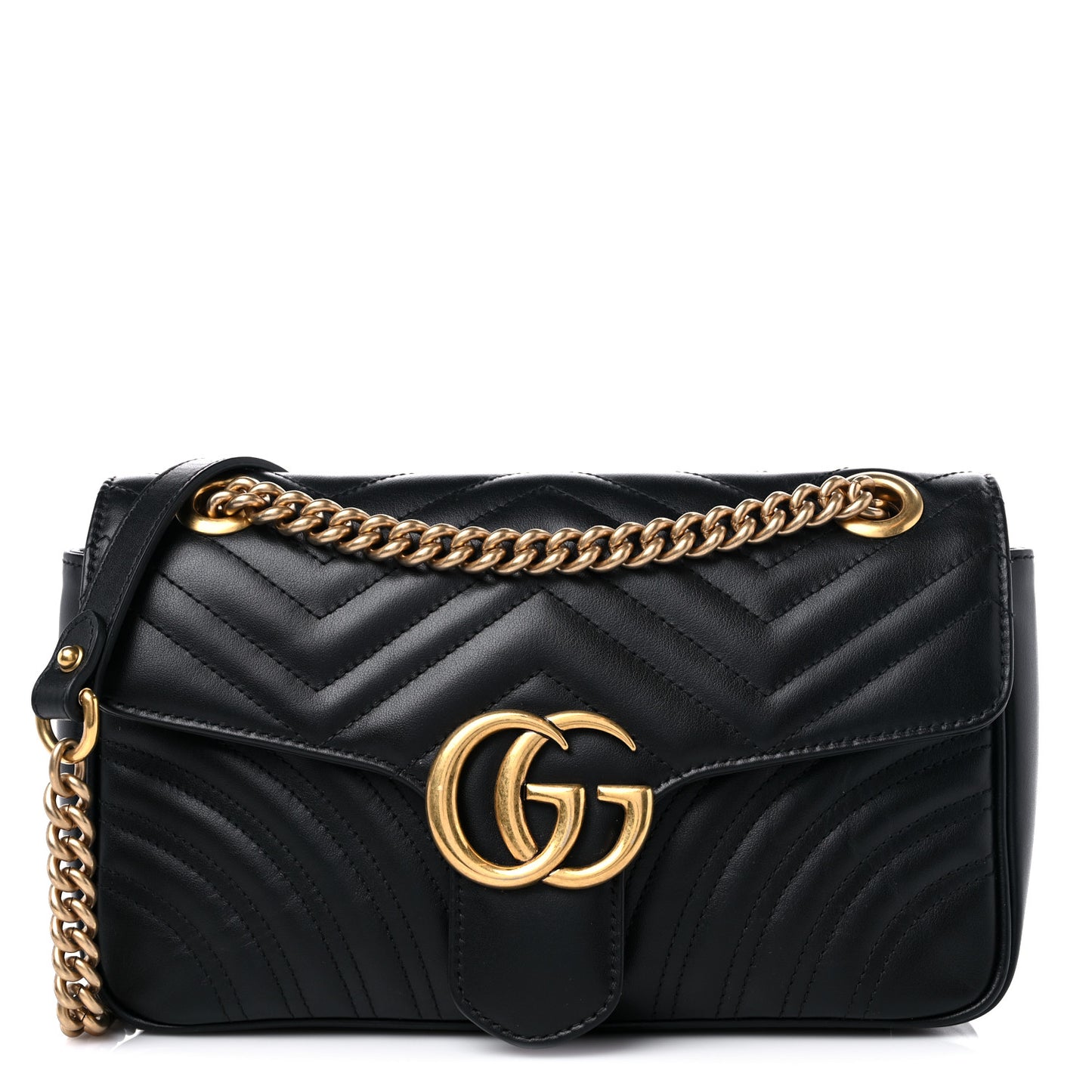 Calfskin Matelasse Small GG Marmont Shoulder Bag Black