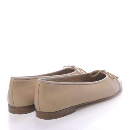 Chanel Lambskin Cap Toe CC Ballerina Flats 40.5 Beige 4 of 10