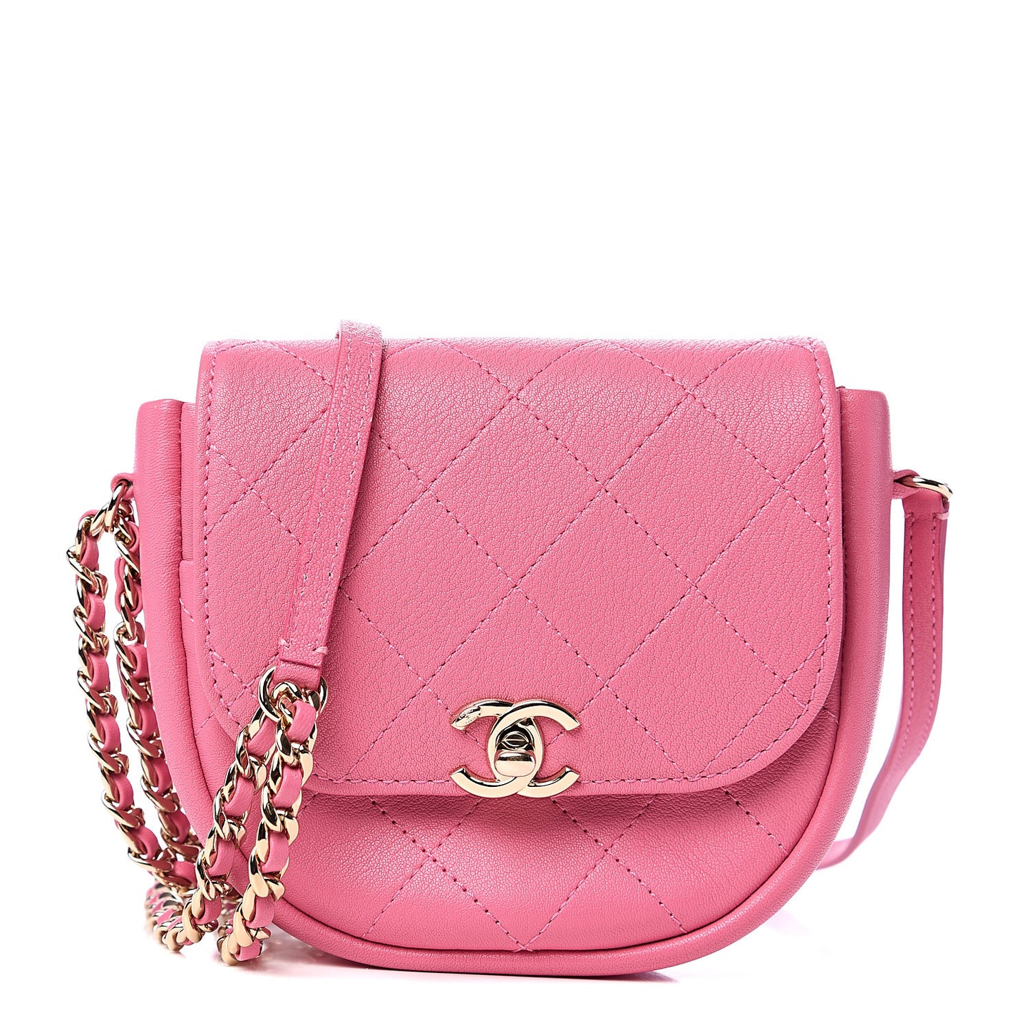 Goatskin Stitched Casual Trip Messenger Flap Pink