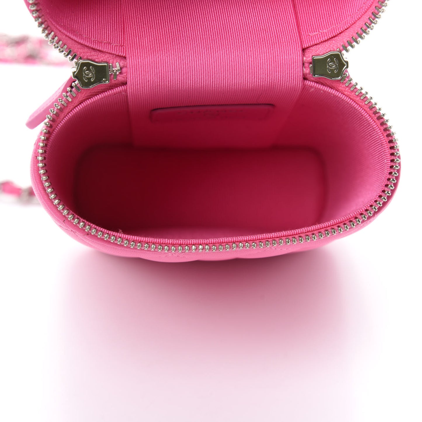 Lambskin Quilted Phone Holder With Chain Pink