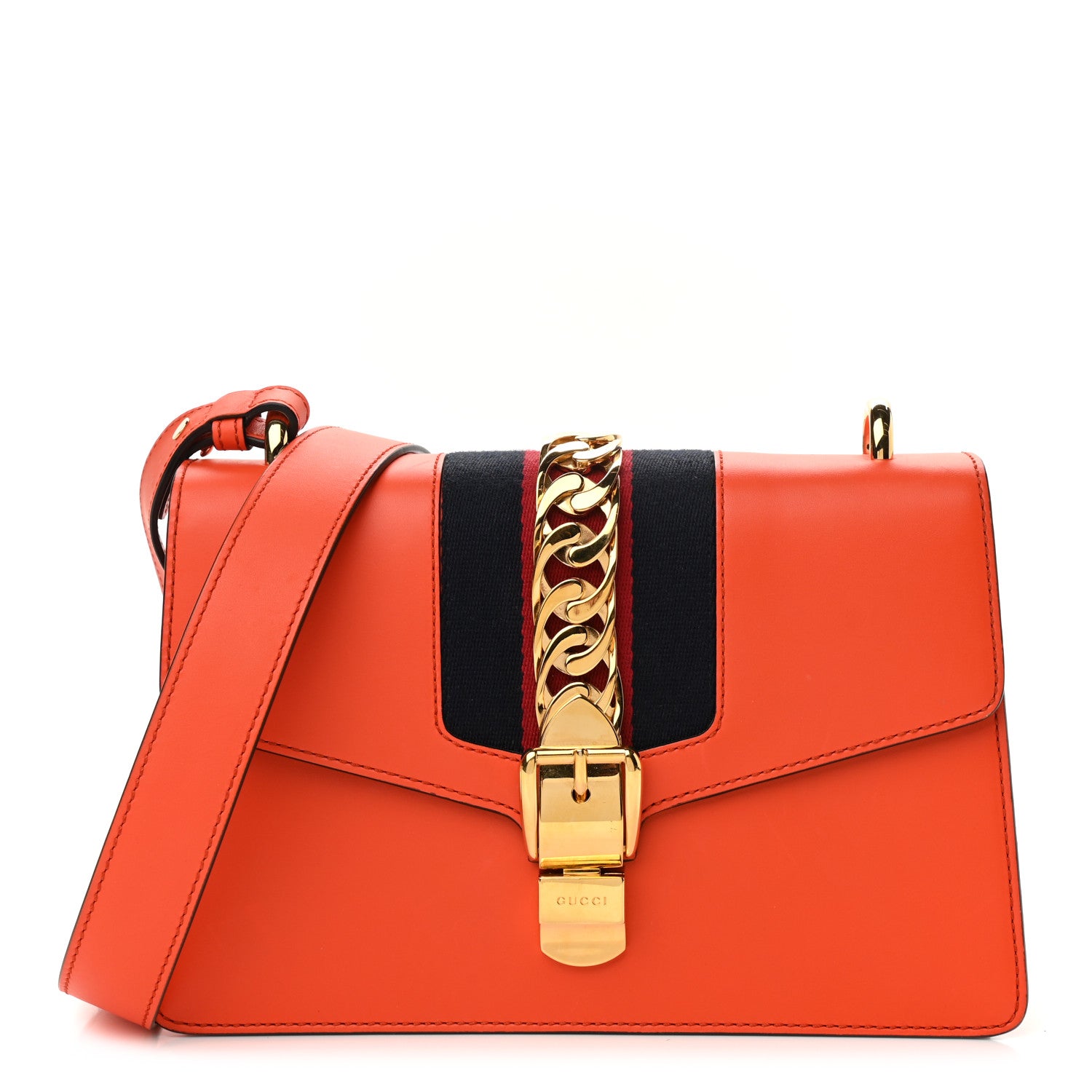 Gucci Calfskin Small Sylvie Shoulder Bag Orange 1 of 12