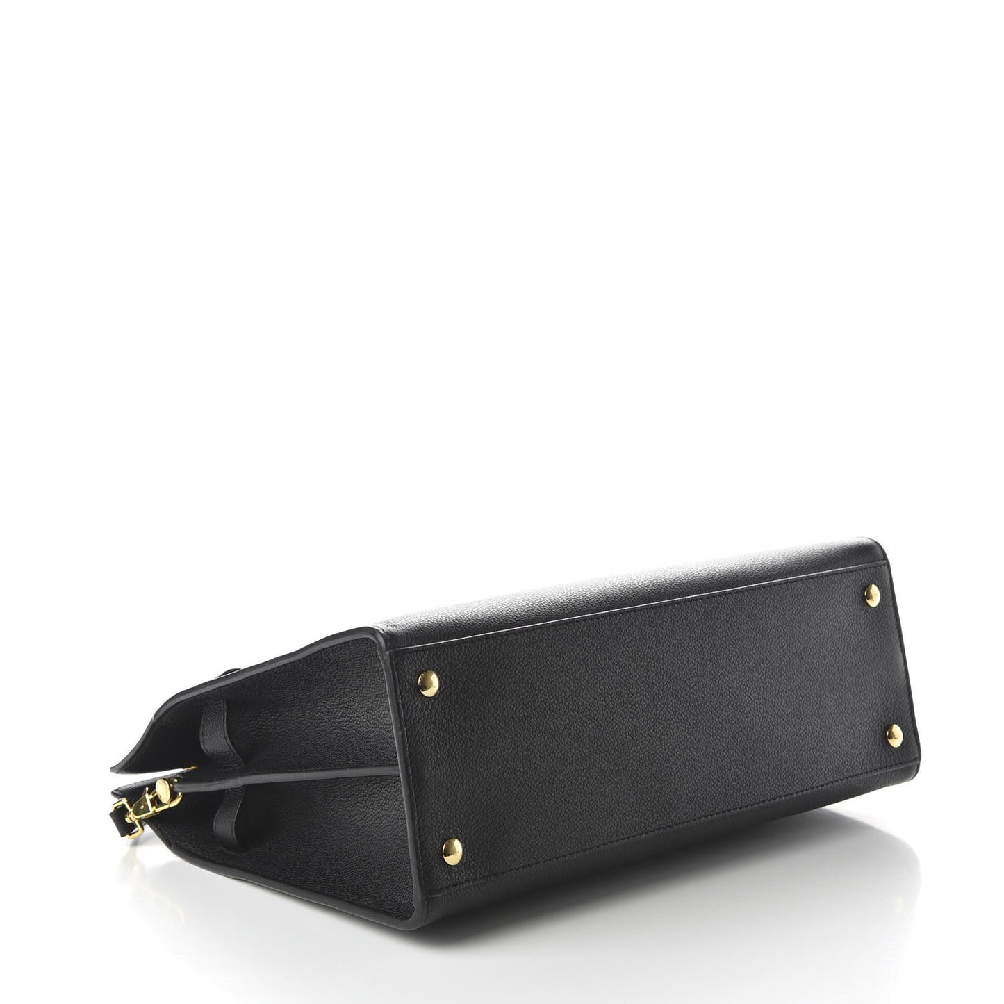 Grainy Calfskin Medium Title Bag Black