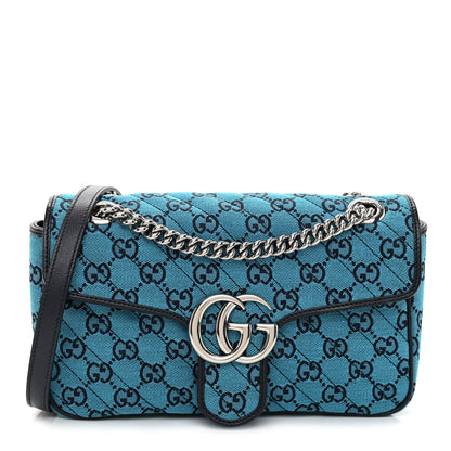 Gucci Monogram Multicolor Matelasse Diagonal Small GG Marmont Shoulder Bag Light Blue 1 of 8