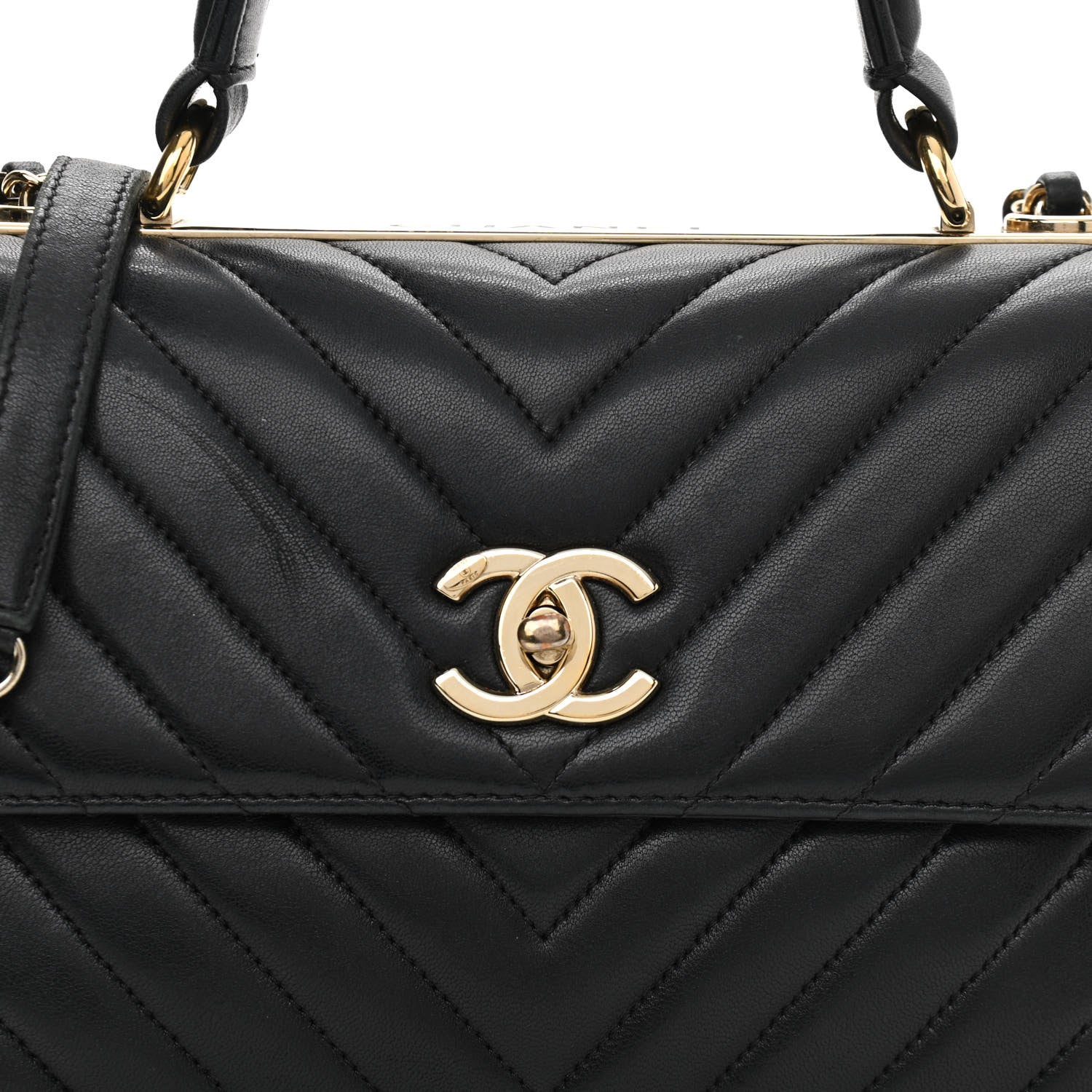 Chanel Lambskin Chevron Quilted Small Trendy CC Dual Handle Flap Bag Black 8 of 11