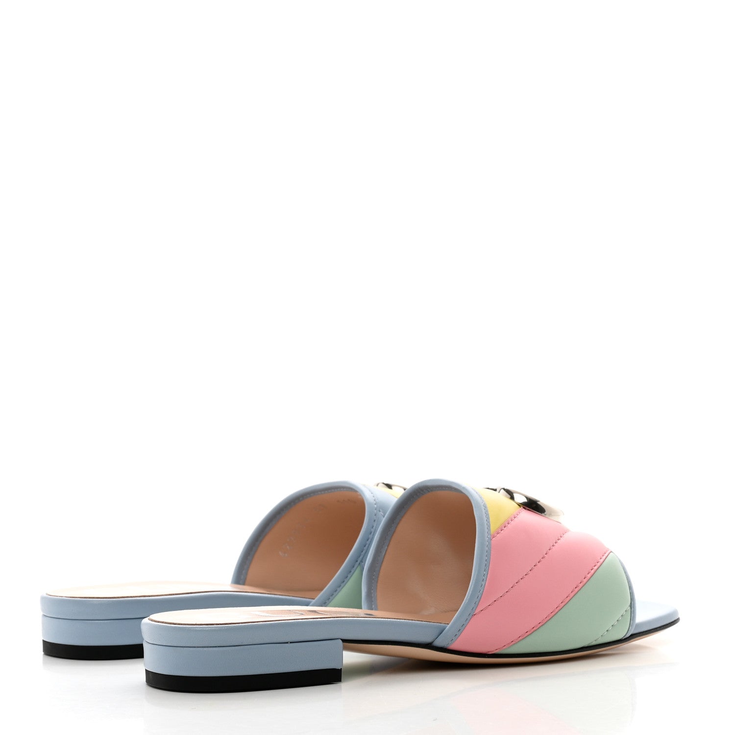 Gucci Nappa Matelasse Diagonal GG Marmont Flat Slide Sandals 37 Multicolor Pastel 4 of 9