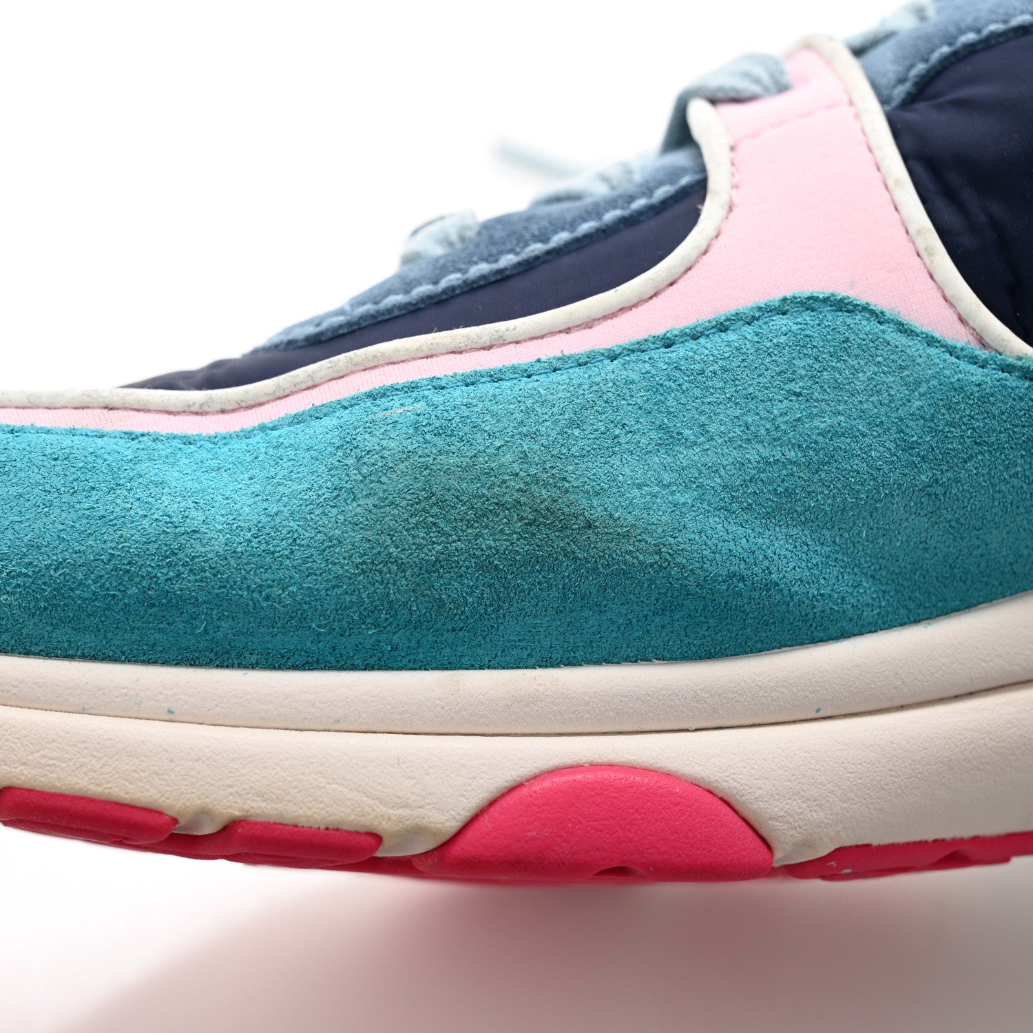 Chanel Nylon Calfskin Suede CC Sneakers 40 Navy Turquoise 12 of 18