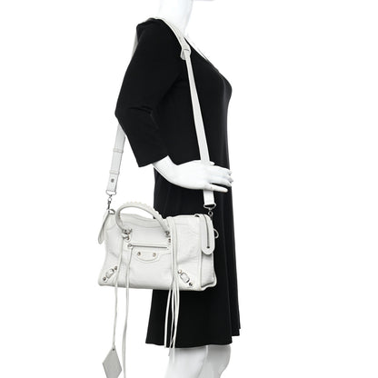 Balenciaga Matte Supple Lambskin Crocodile Embossed Classic Silver Hardware S City White 2 of 15