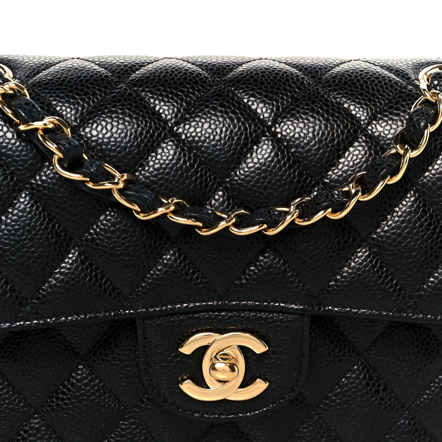 Caviar Quilted Small Double Flap Black