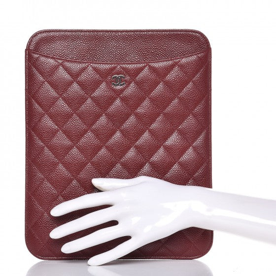Chanel Caviar Quilted iPad Case Dark Red 2 of 9