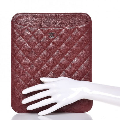 Chanel Caviar Quilted iPad Case Dark Red 2 of 9