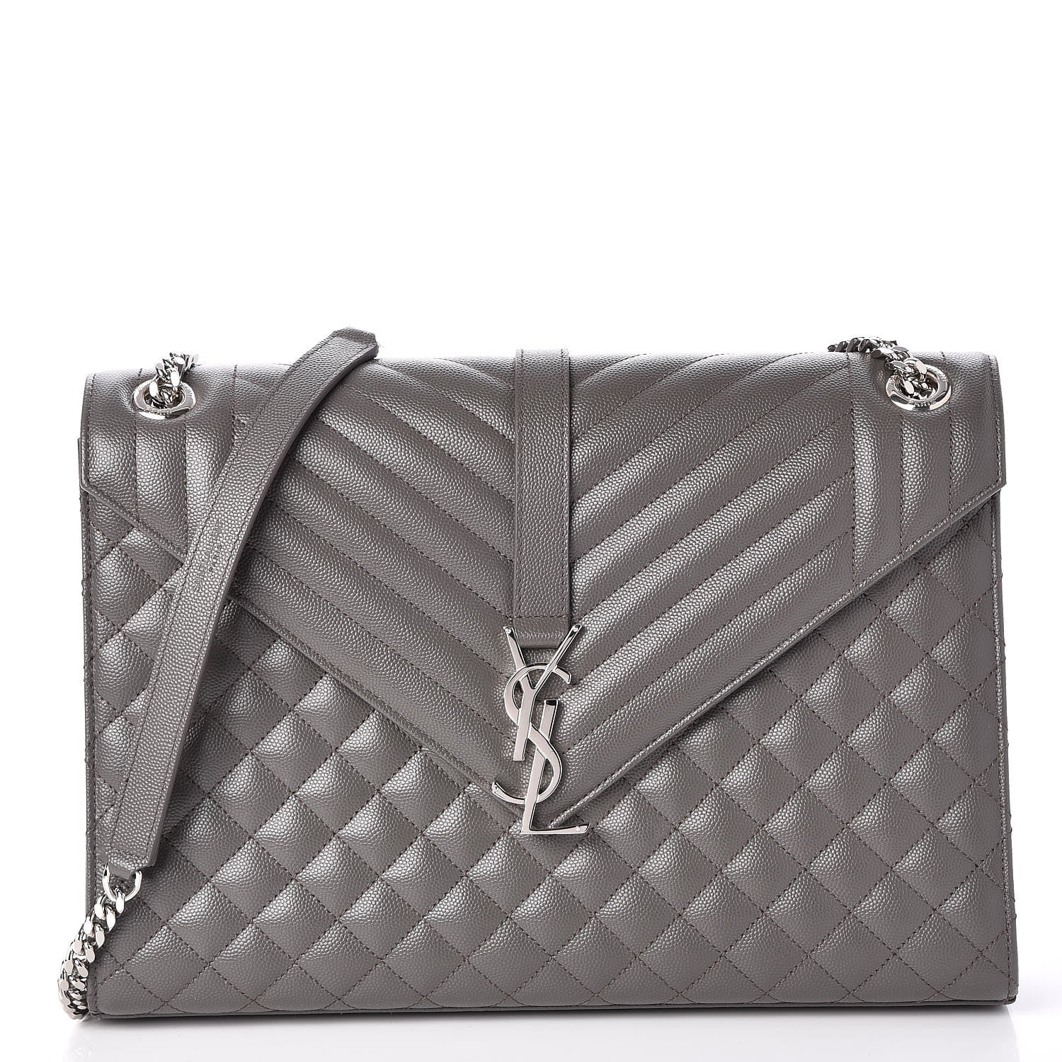 Saint Laurent Grain De Poudre Textured Mixed Matelasse Large Triquilt Monogram Satchel Earth 1 of 8