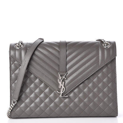 Saint Laurent Grain De Poudre Textured Mixed Matelasse Large Triquilt Monogram Satchel Earth 1 of 8