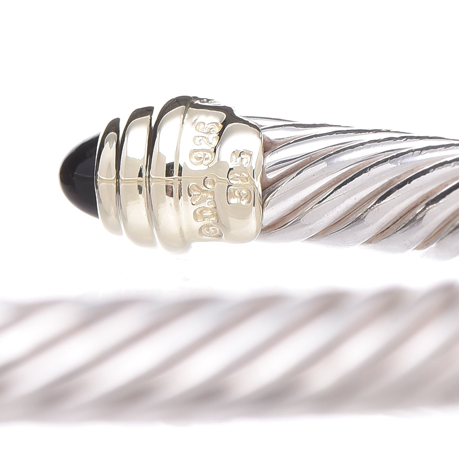 David Yurman Sterling Silver 14K Yellow Gold Black Onyx 5mm Cable Classics Petite Color Bracelet 5 of 5