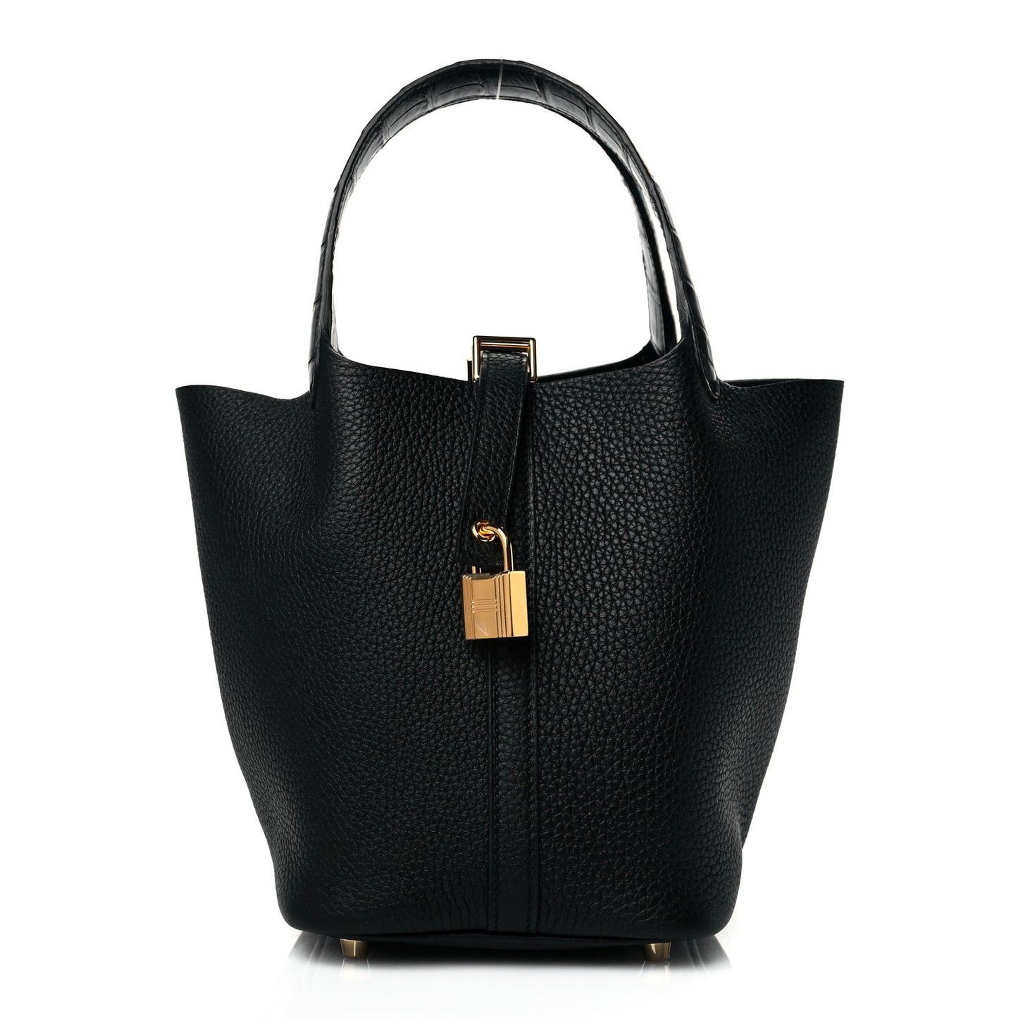 Taurillon Clemence Matte Alligator Picotin Lock Touch 18 PM Black