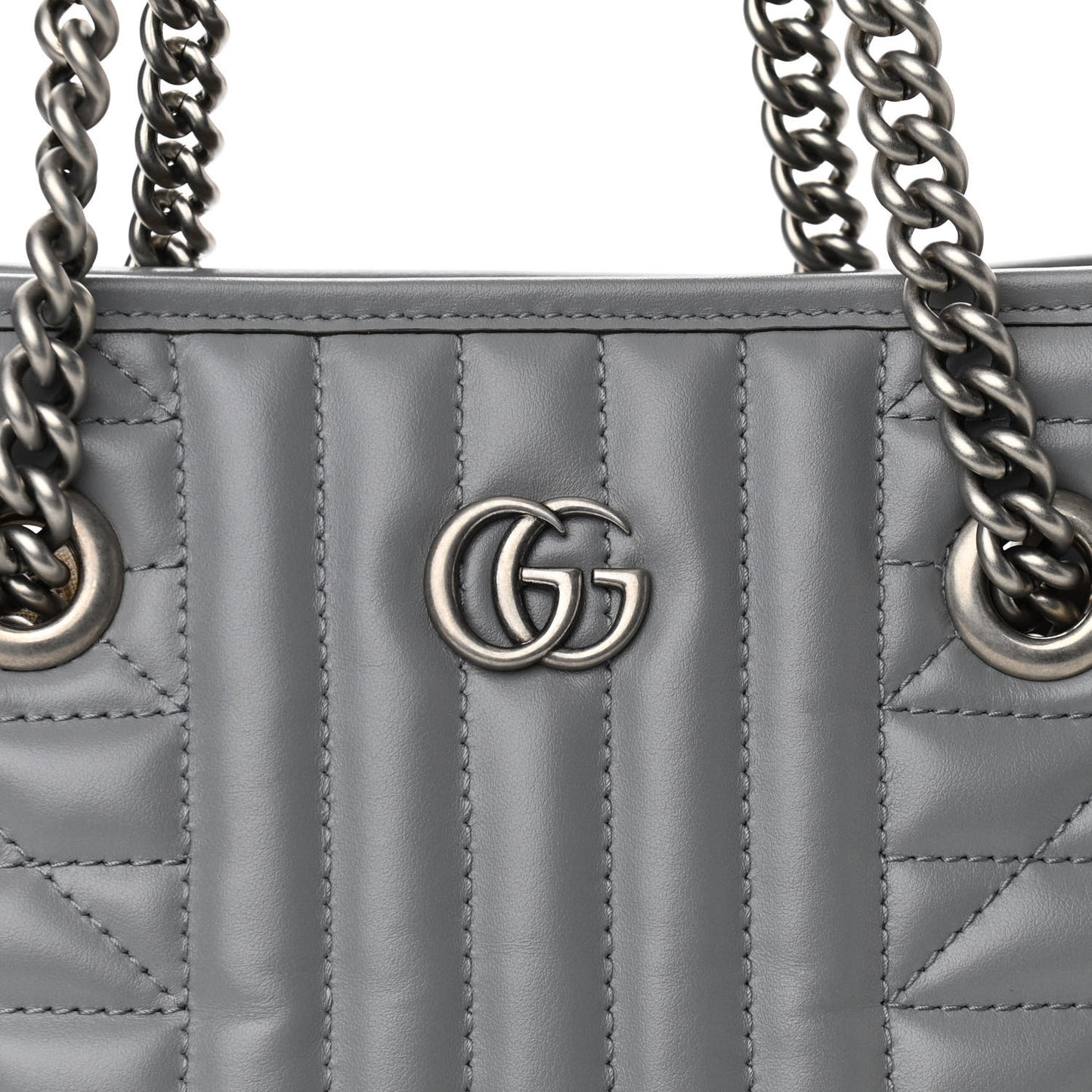 Calfskin Matelasse Aria Small GG Marmont Shoulder Tote Deep Grey