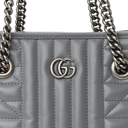 Gucci Calfskin Matelasse Aria Small GG Marmont Shoulder Tote Deep Grey 8 of 10