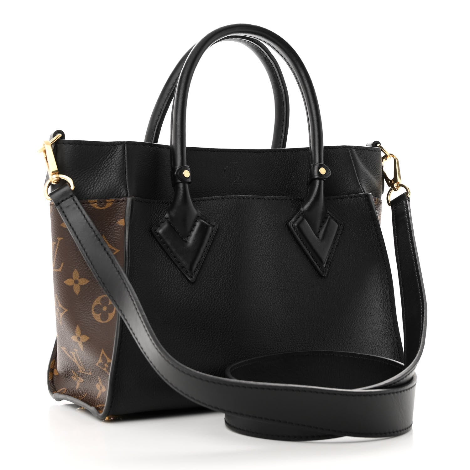 Louis Vuitton Calfskin Monogram On My Side PM Black 3 of 9