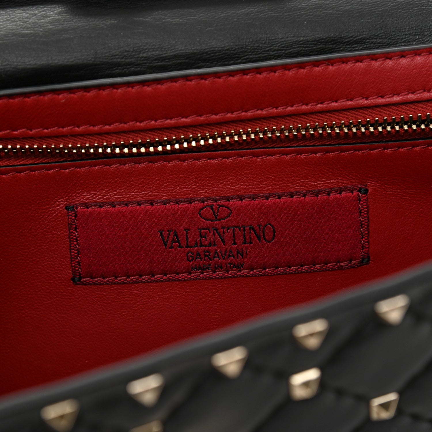 Valentino Garavani Lambskin Rockstud Spike Wallet on Chain Black 6 of 8