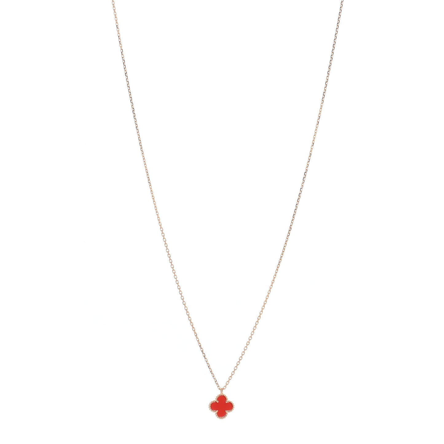 18K Rose Gold Carnelian Sweet Alhambra Pendant Necklace