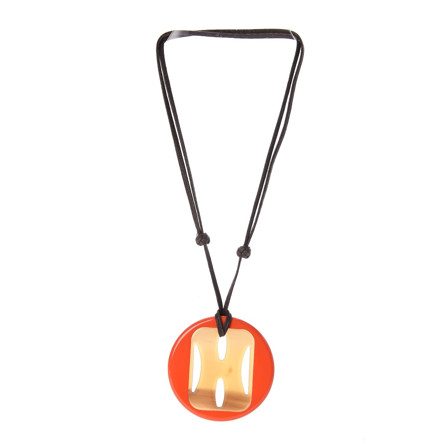 Hermes Buffalo Horn Lacquer Tonkin Necklace Orange 3 of 5