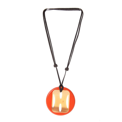 Hermes Buffalo Horn Lacquer Tonkin Necklace Orange 3 of 5