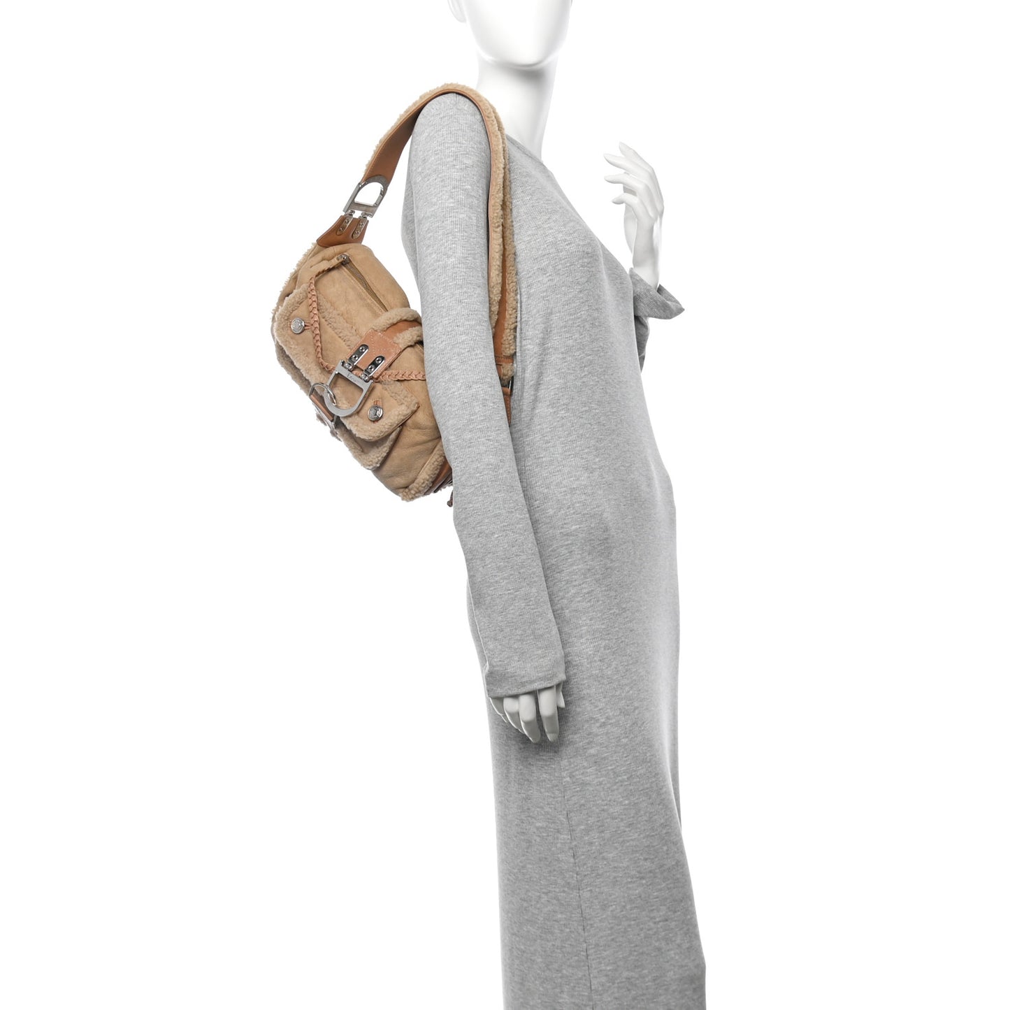 Shearling Flight East West Bag Beige