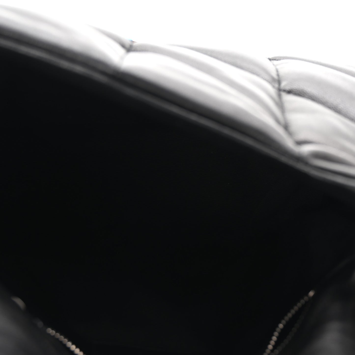 Lambskin Quilted Small Loulou Puffer Monogram Chain Satchel Black