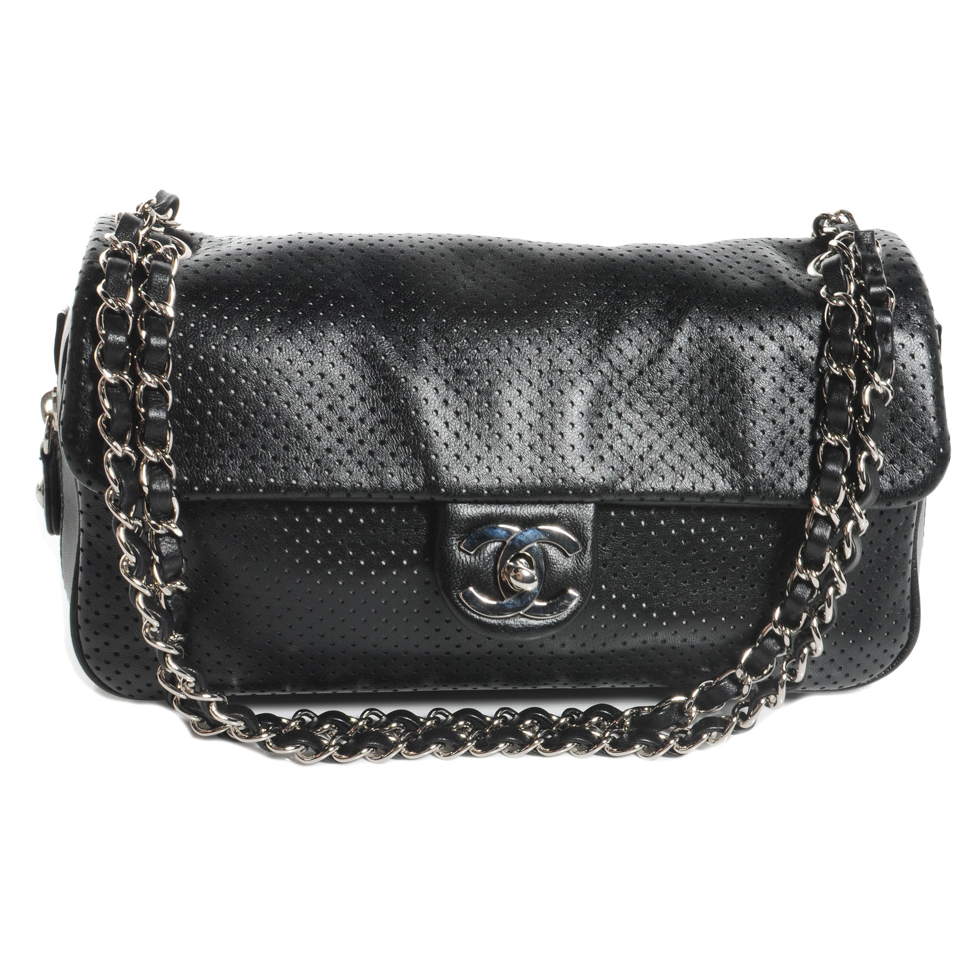 Chanel Lambskin Perforated Medium Baseball Spirit Flap Black 1 of 8