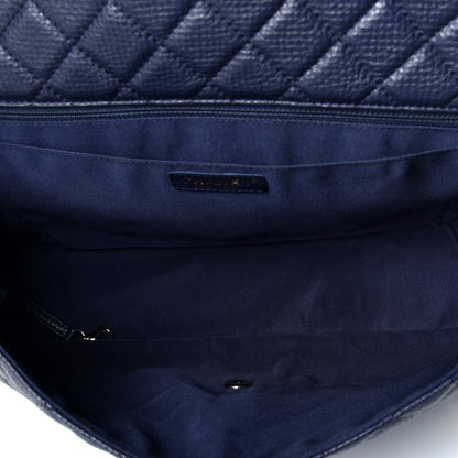 Chanel Metallized Calfskin Quilted Small XXL Travel Flap Bag Navy 5 of 10