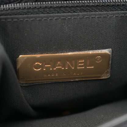 Chanel Tweed Quilted Large Chanel 19 Flap Black Navy Gold 6 of 11
