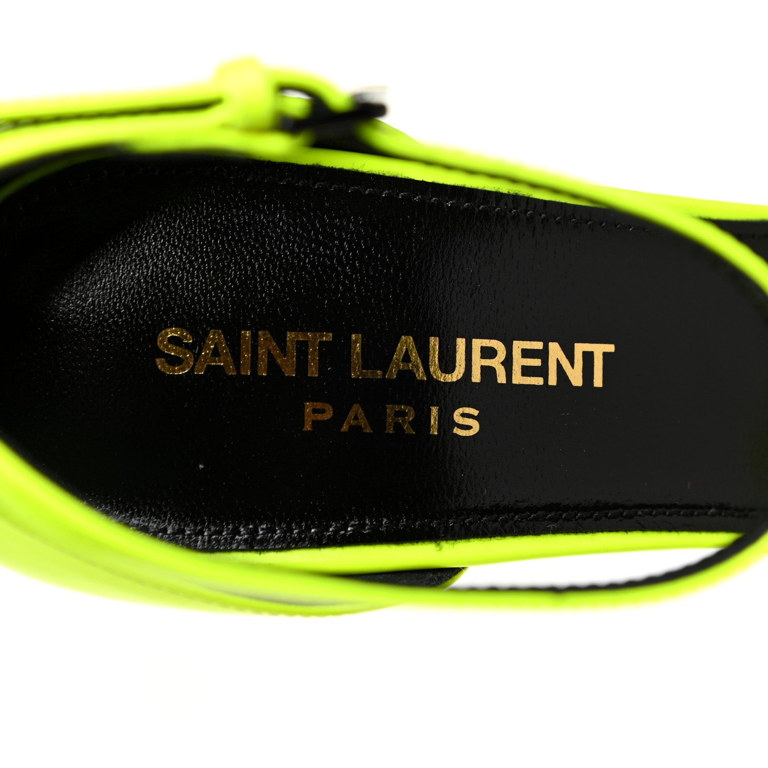 Saint Laurent Patent Calfskin Amber 105 Ankle Strap Sandals 37.5 Yellow Fluo 9 of 10
