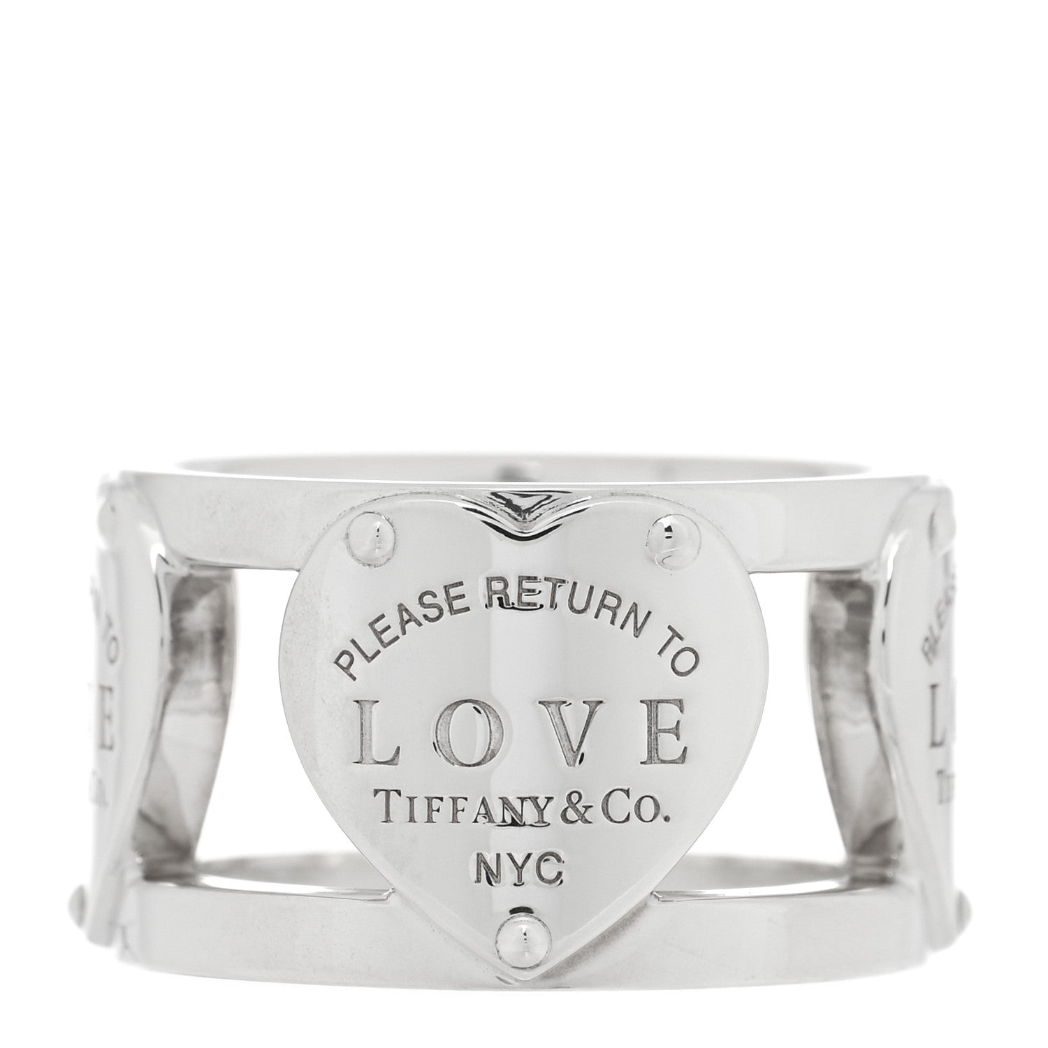 Tiffany Sterling Silver Return to Tiffany Heart Wide Band Ring 50 5.25 3 of 5
