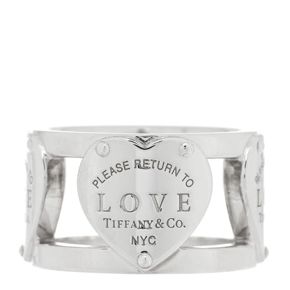 Tiffany Sterling Silver Return to Tiffany Heart Wide Band Ring 50 5.25 3 of 5