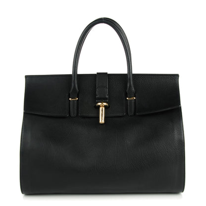 Balenciaga Grained Calfskin M Tube Round Tote Black 1 of 7