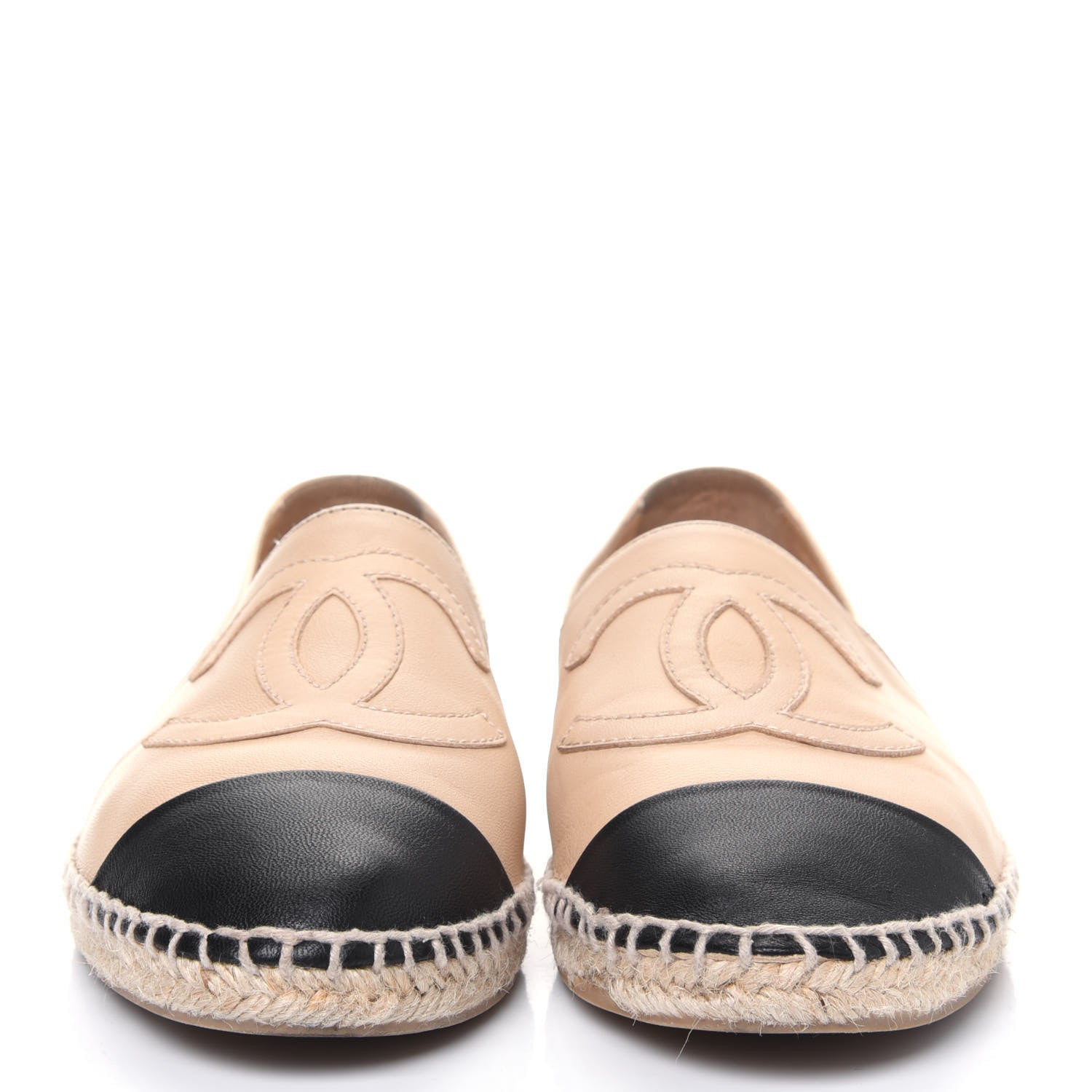 Chanel Lambskin CC Espadrilles 39 Beige Black 2 of 15