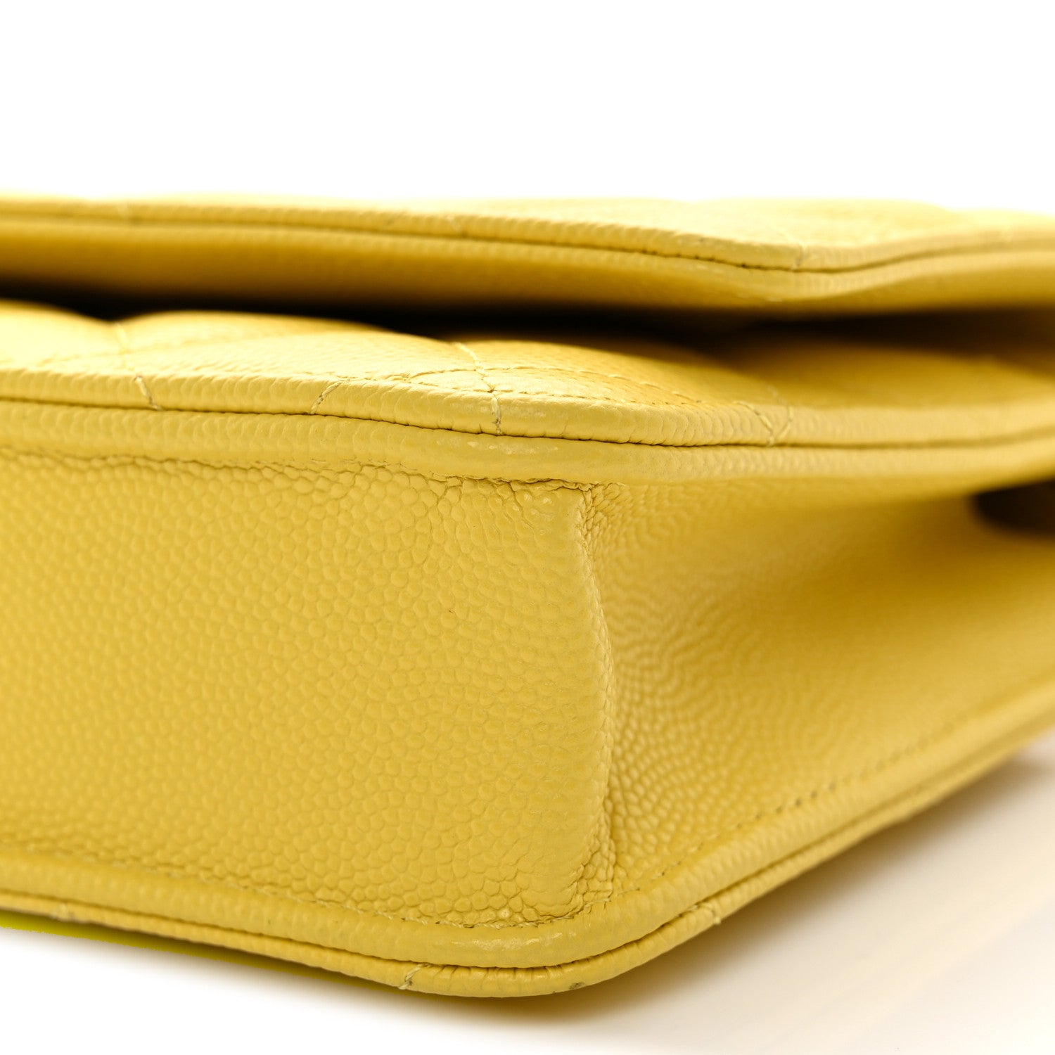 Chanel Caviar Quilted Wallet on Chain WOC Yellow 11 of 12