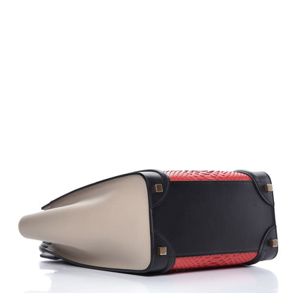 Celine Python Calfskin Micro Luggage Bright Red 4 of 10