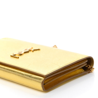 Saint Laurent Metallic Calfskin Monogram Chain Wallet Gold 7 of 10