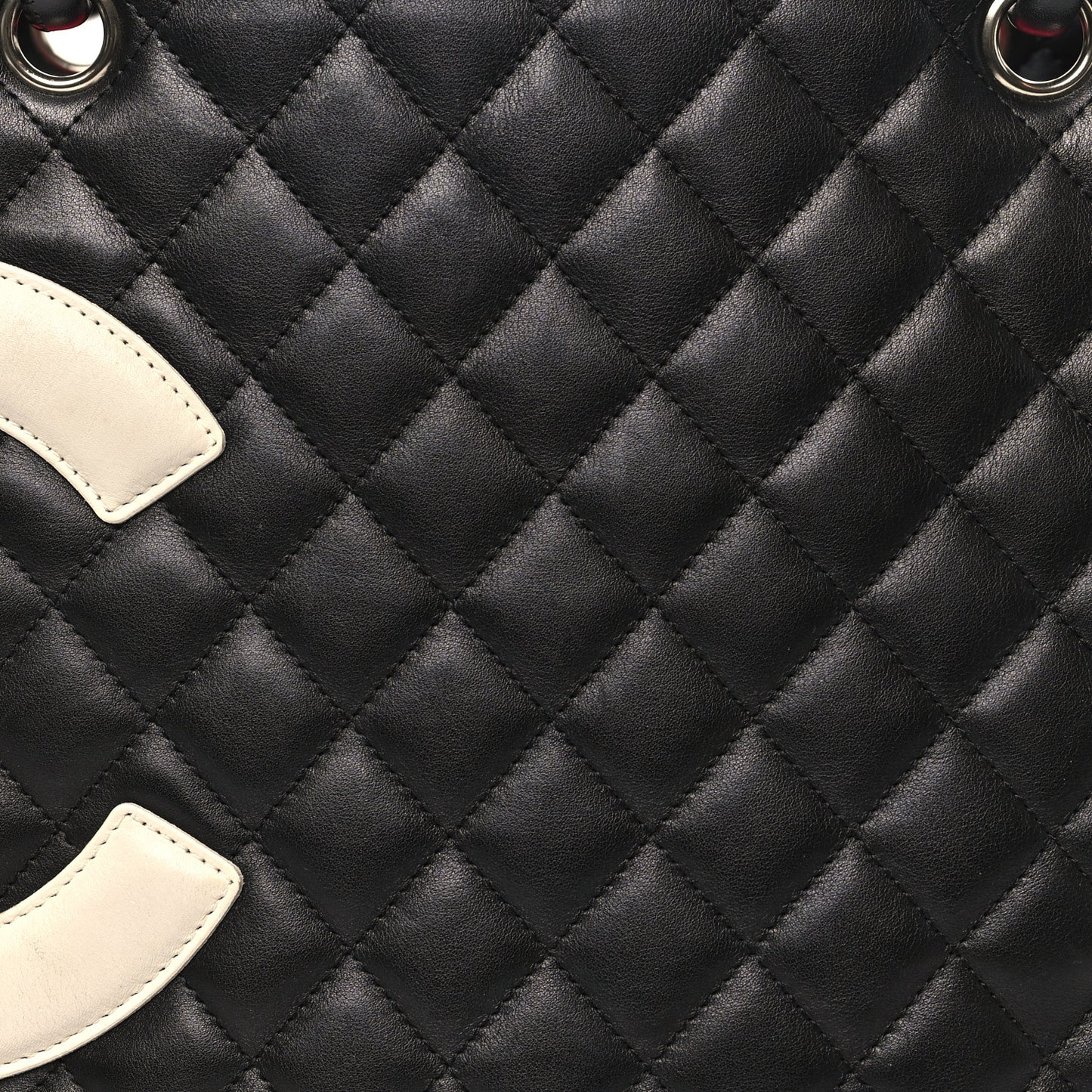Calfskin Quilted Large Cambon Tote Black White