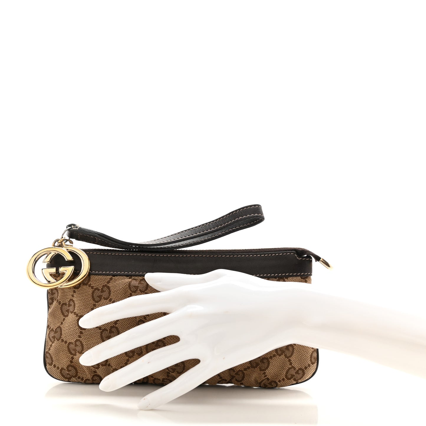 Monogram New Britt Wristlet Beige Ebony Cocoa