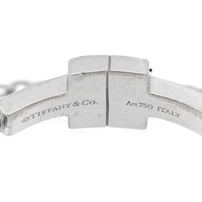 Tiffany 18K White Gold Diamond T Chain Ring 53 6.5 4 of 5