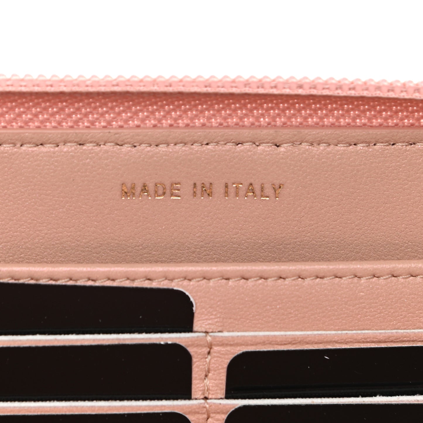 Iridescent Glazed Calfskin Quilted Boy Zip Around Wallet Light Pink