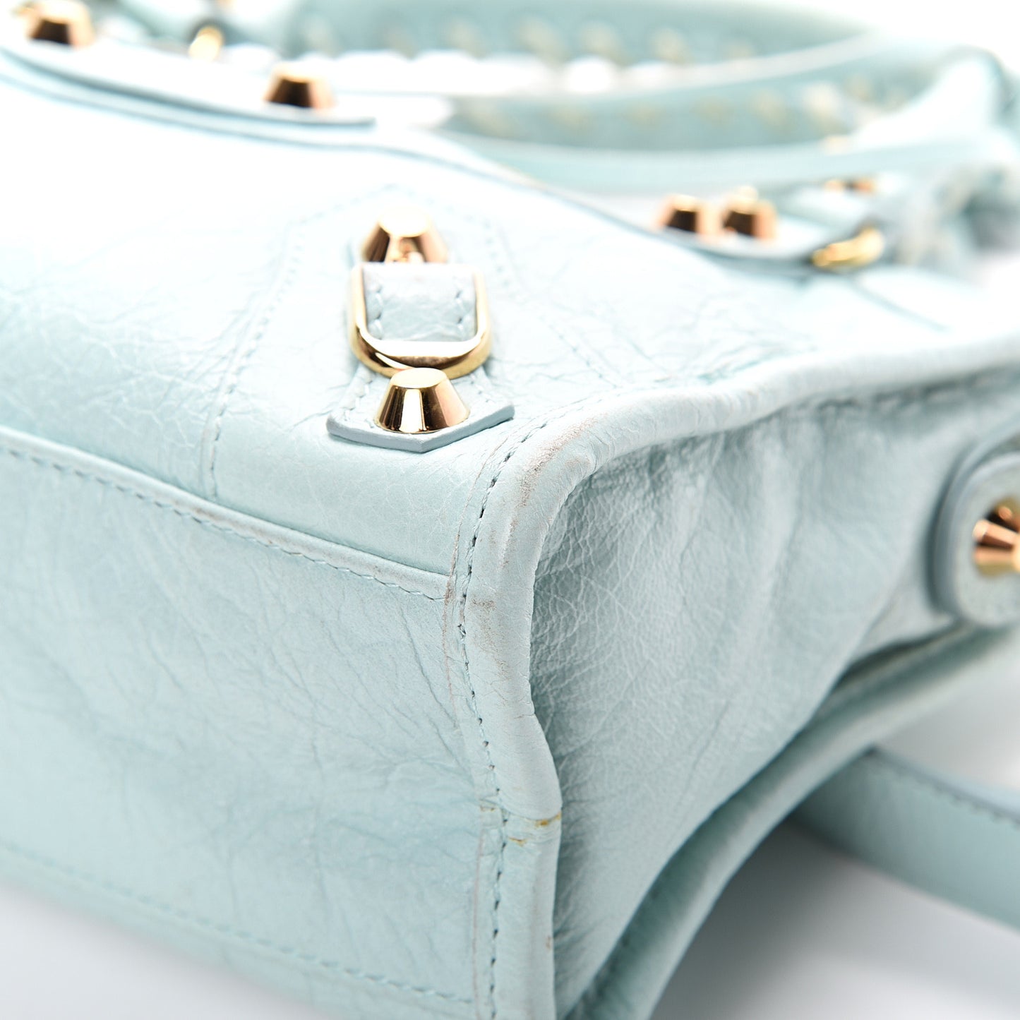 Agneau Classic Gold Hardware Mini City Bleu Maldives