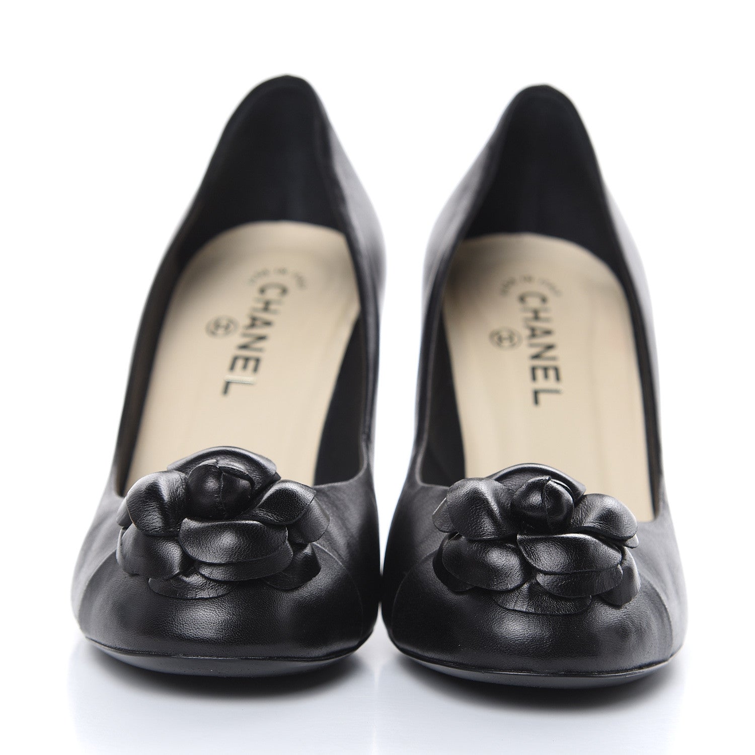Chanel Lambskin Camellia Pumps 39.5 Black 2 of 12