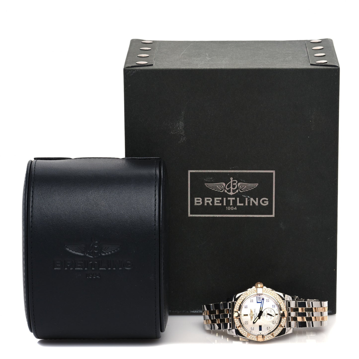 Stainless Steel 18K Rose Gold Diamond Mother of Pearl 36mm Galactic Automatic Watch C37330